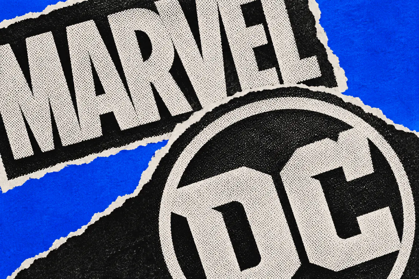 Logos Marvel et DC en collision frontale